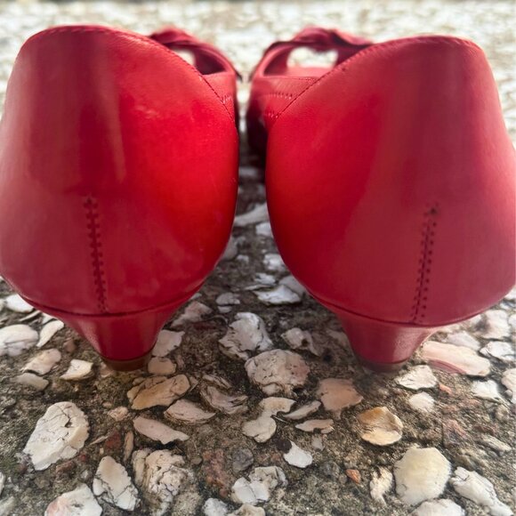 Vintage Westies Red Leather Peep Toe Heels Size 7.5 Narrow - Picture 5 of 7
